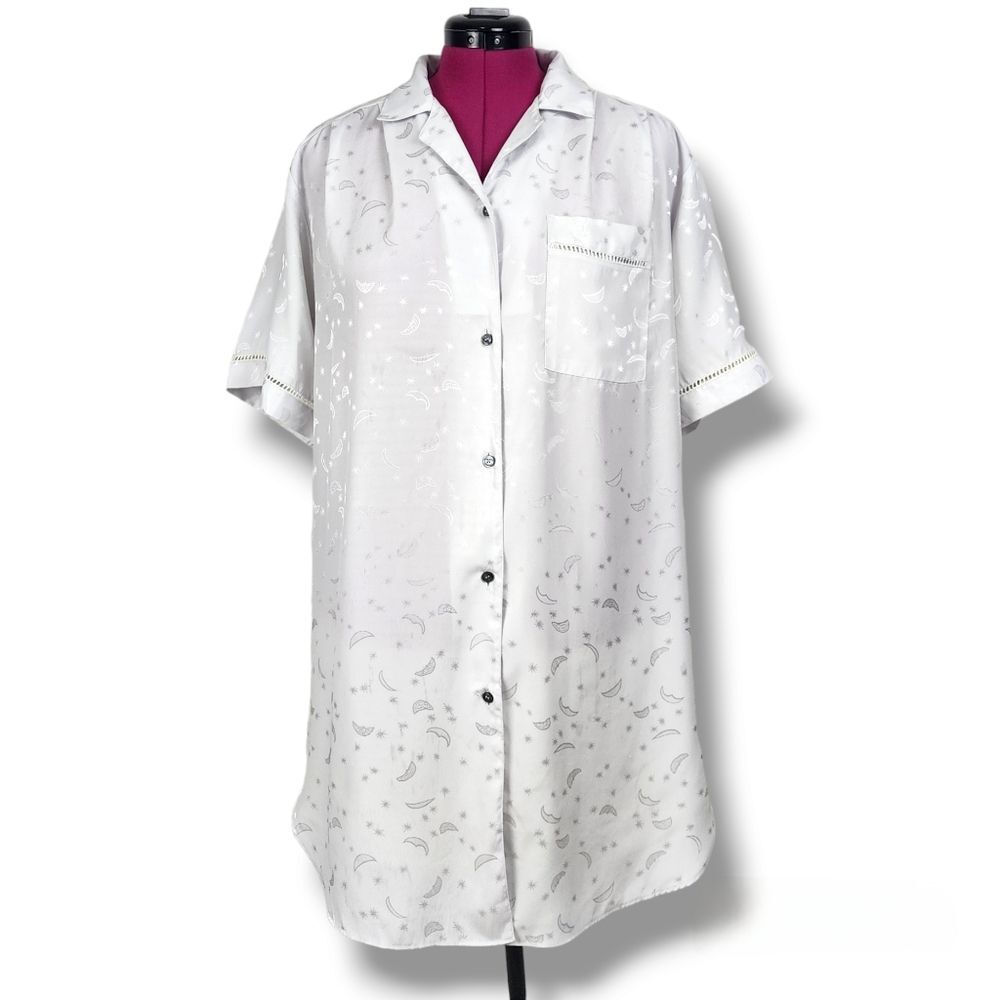 Miss Helen Button Front Sleep Shirt Camisole Pajamas Size M